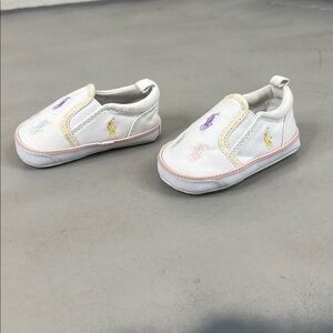 Polo Ralph Lauren Girls' Bal Harbor Slip-On Oxford Cloth Sneaker Crib Shoes